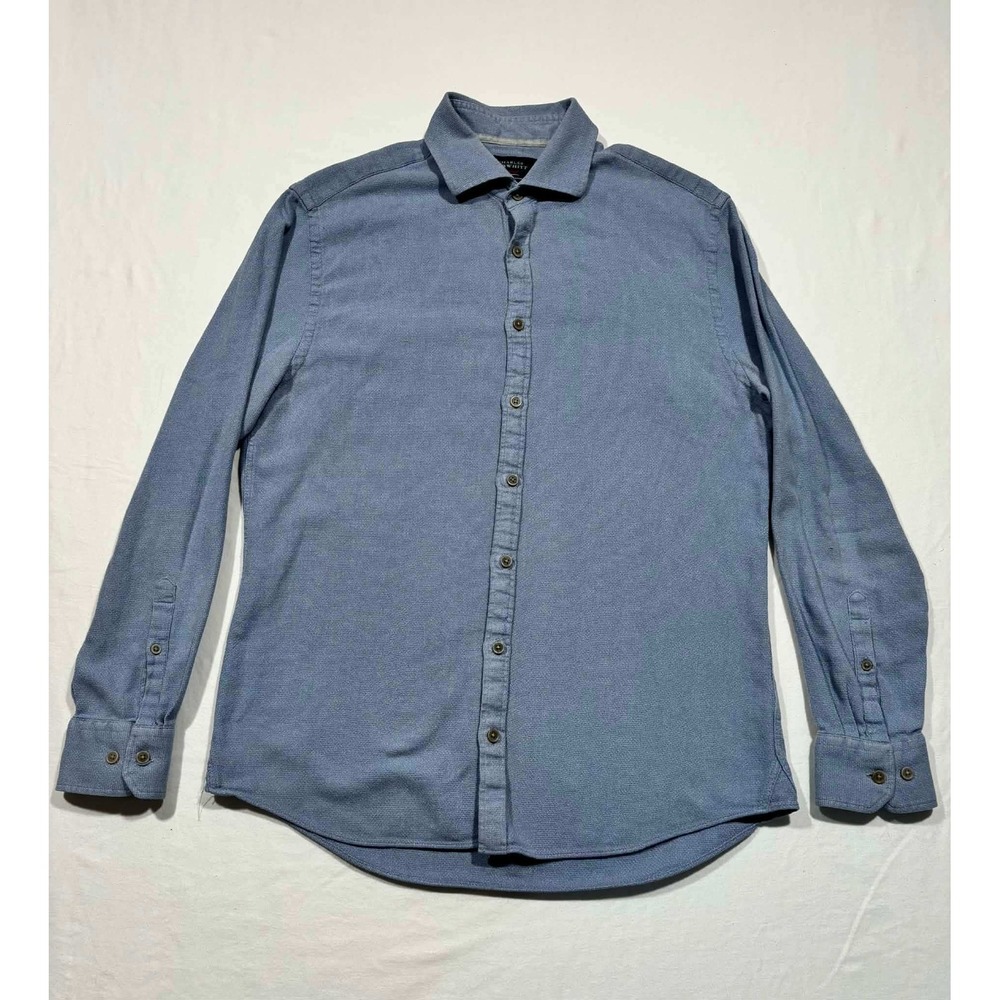 Charles Tyrwhitt Weekend Extra Slim Fit Shirt Mens Large Blue Textured L/S